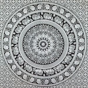 Black & white elephant tapestry